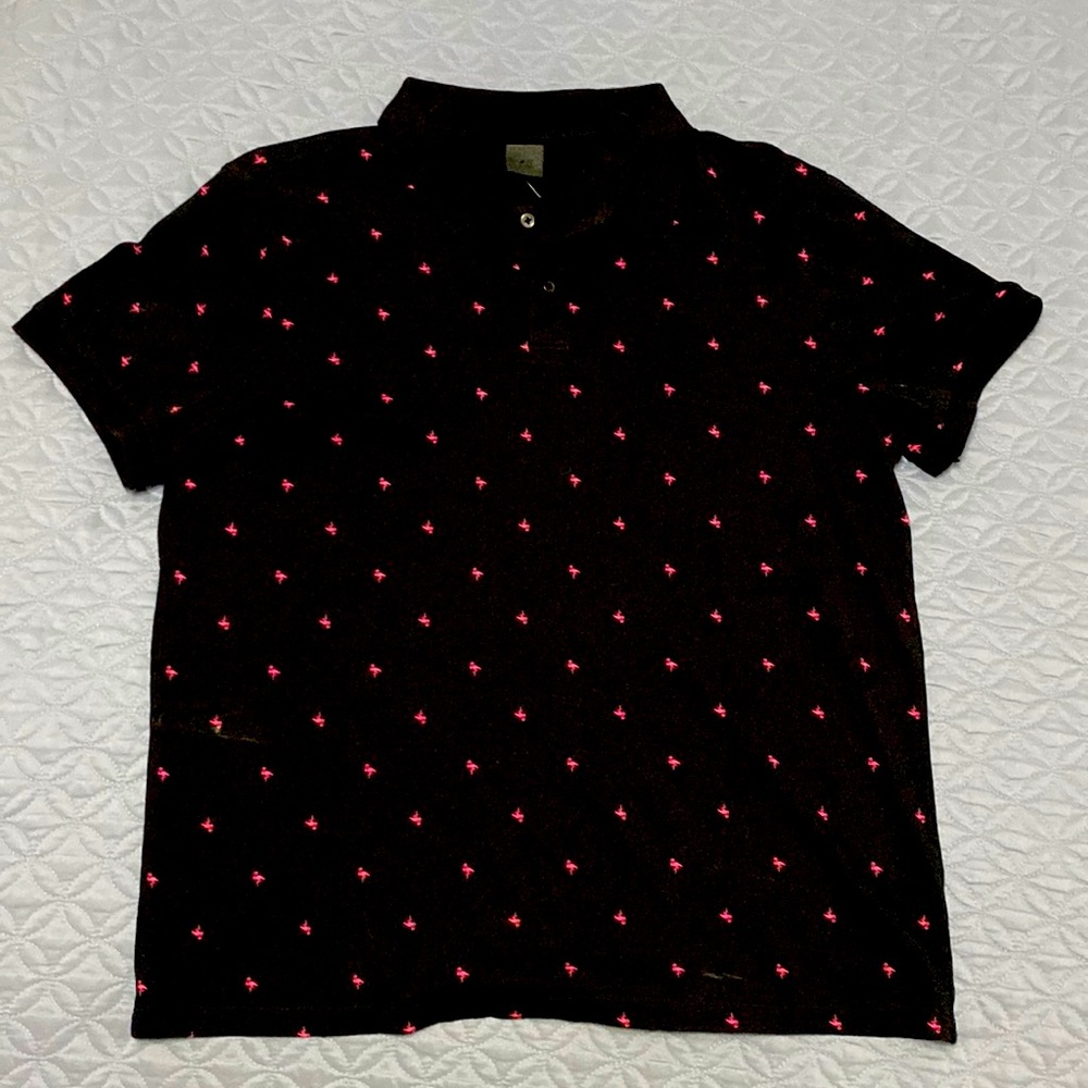 Large black with pink flamingos H&M polo